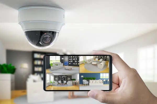 Smart Secures technician installing a CCTV camera