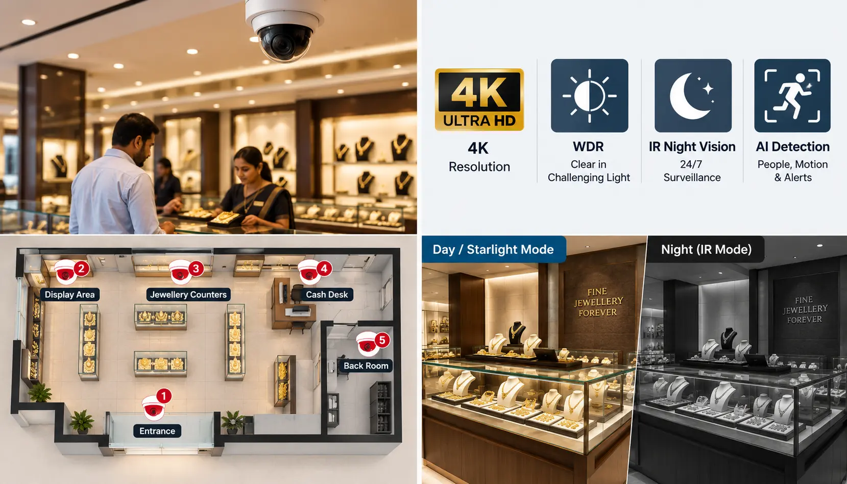 CCTV Security for Jewellery Shops: Camera Features You Need