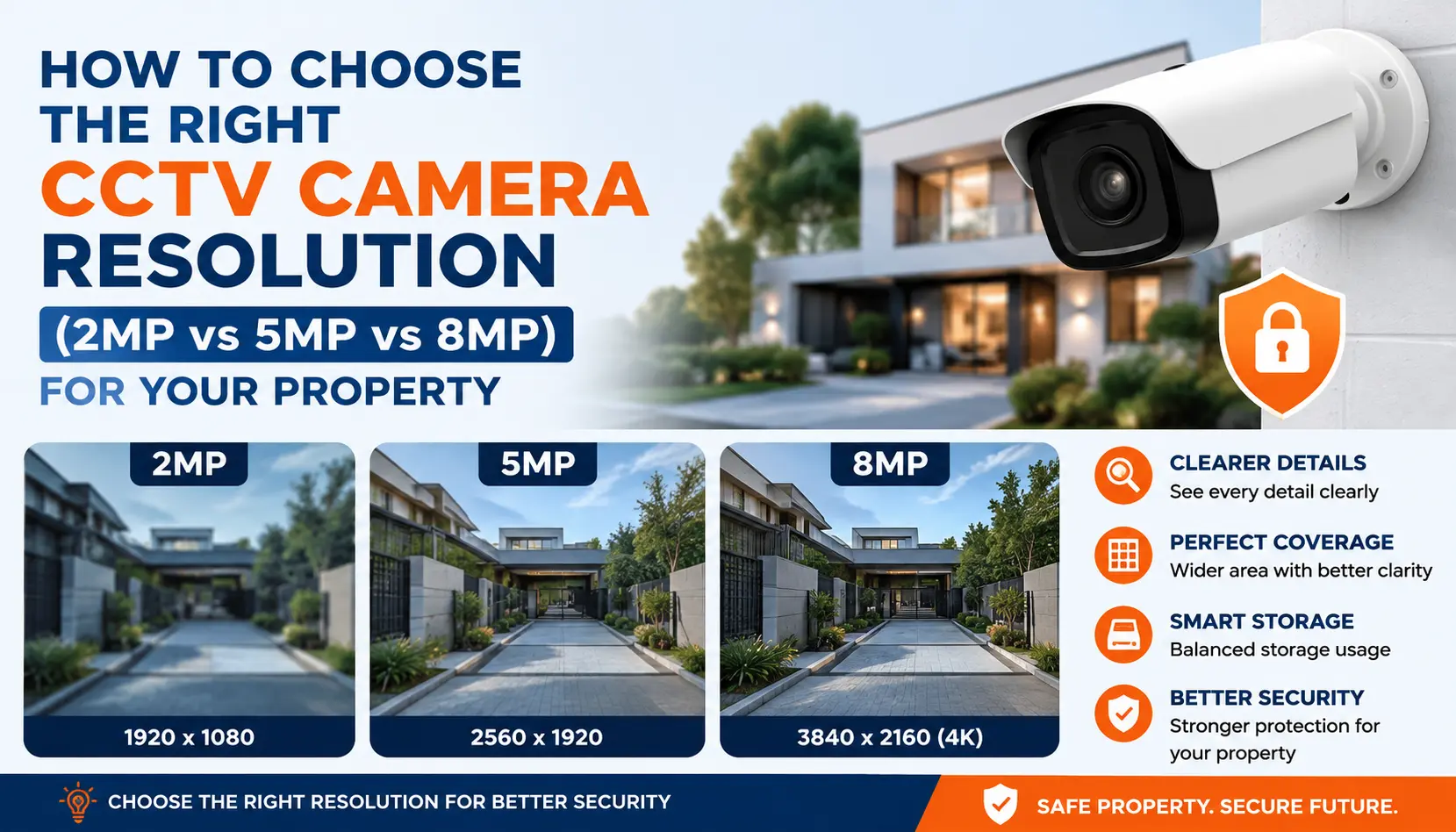 How to Choose the Right CCTV Camera Resolution (2MP vs 5MP vs 8MP) for Your Property
